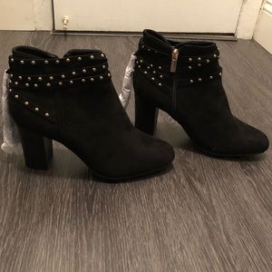 Suede Black Booties - Wide